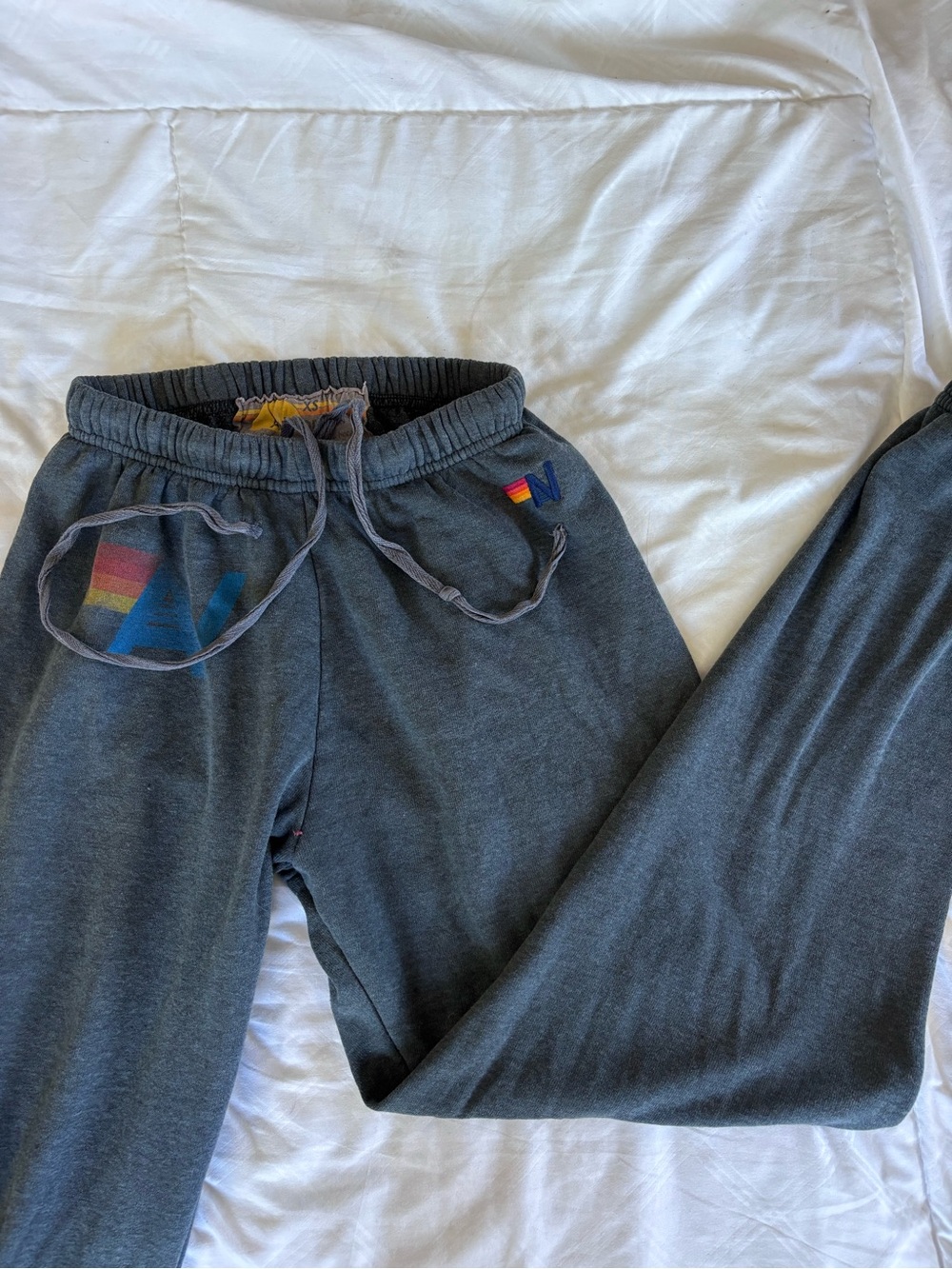 Woman’s Dark Gray Jogger Sweatpants with Rainbow Accent